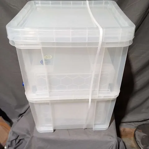 THREE REALLY USEFUL 35L STORAGE BOXES