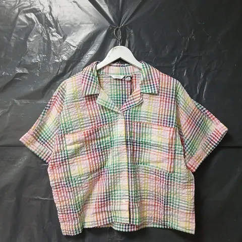 7 DANNII MINOGUE CHECK REVERE SHIRTS STANDARD IN MULTI - SIZE 18