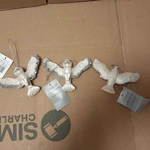 LOT OF 12 AS NEW GISELLA GRAHAM OWL THEMED HANGING TREE DECORATIONS