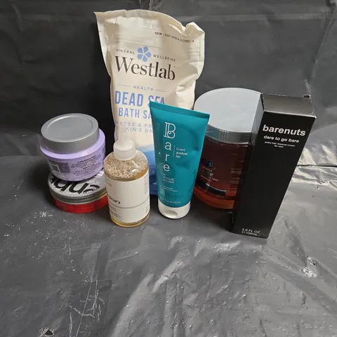 APPROXIMATEY 20 ASSORTED HEALTH AND BEAUTY PRODUCTS TO INCLUDE - WESTLAB DEAD SEA SALT - THE ORDINARY EXFOLIATING TONER - BARENUTS HAIR REMOVAL CREAM - ETC
