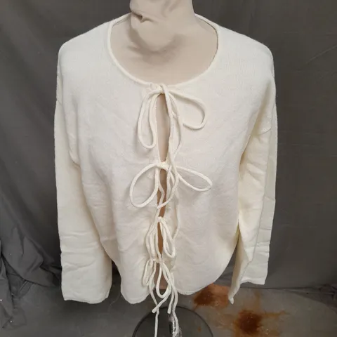 WHITE FOX PERFECTING MY ART CARDIGAN IN CREAM SIZE S/M