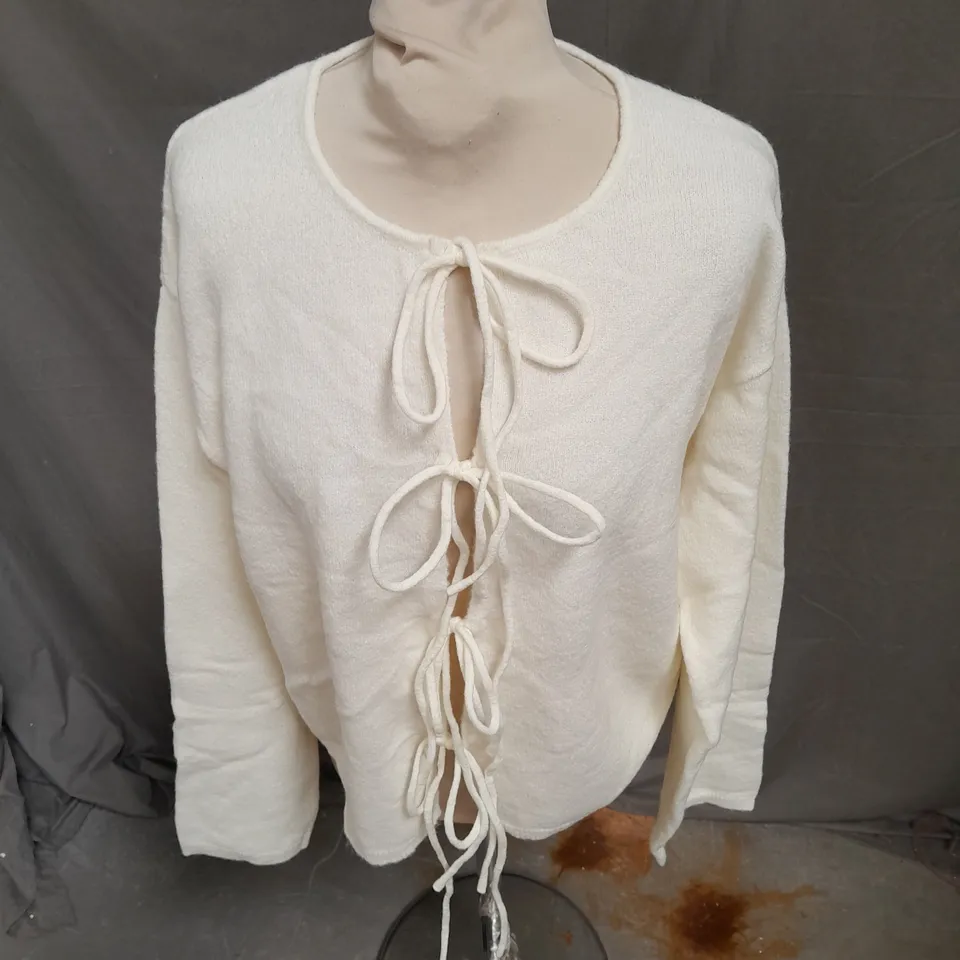 WHITE FOX PERFECTING MY ART CARDIGAN IN CREAM SIZE S/M