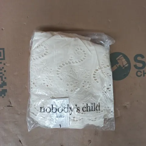BAGGED NOBODY'S CHILD KNIT & BRODERIE MINI DRESS IN CREAM SIZE LARGE