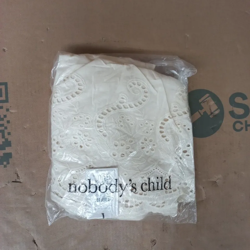 BAGGED NOBODY'S CHILD KNIT & BRODERIE MINI DRESS IN CREAM SIZE LARGE