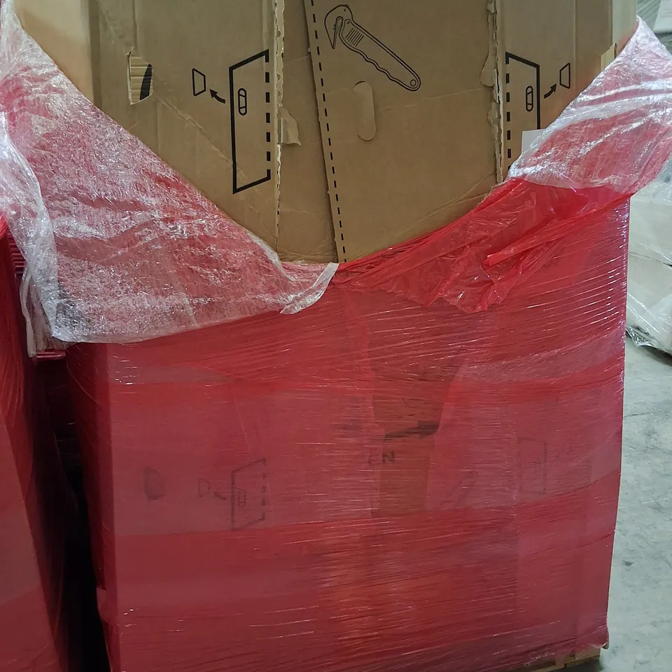 PALLET CONTAINING ASSORTED PRODUCTS INCLUDING FOOT BATH MASSAGER DEVICE, WALL PANELING KIT, VINYL RECORD PLAYER, INDOOR SINGLE POLE, RETRACTABLE SAFELY GATE & ARTIFICIAL BUSHES