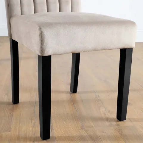 BOXED SALISBURY CHAMPAGNE VELVET DINING CHAIR (BLACK LEG)