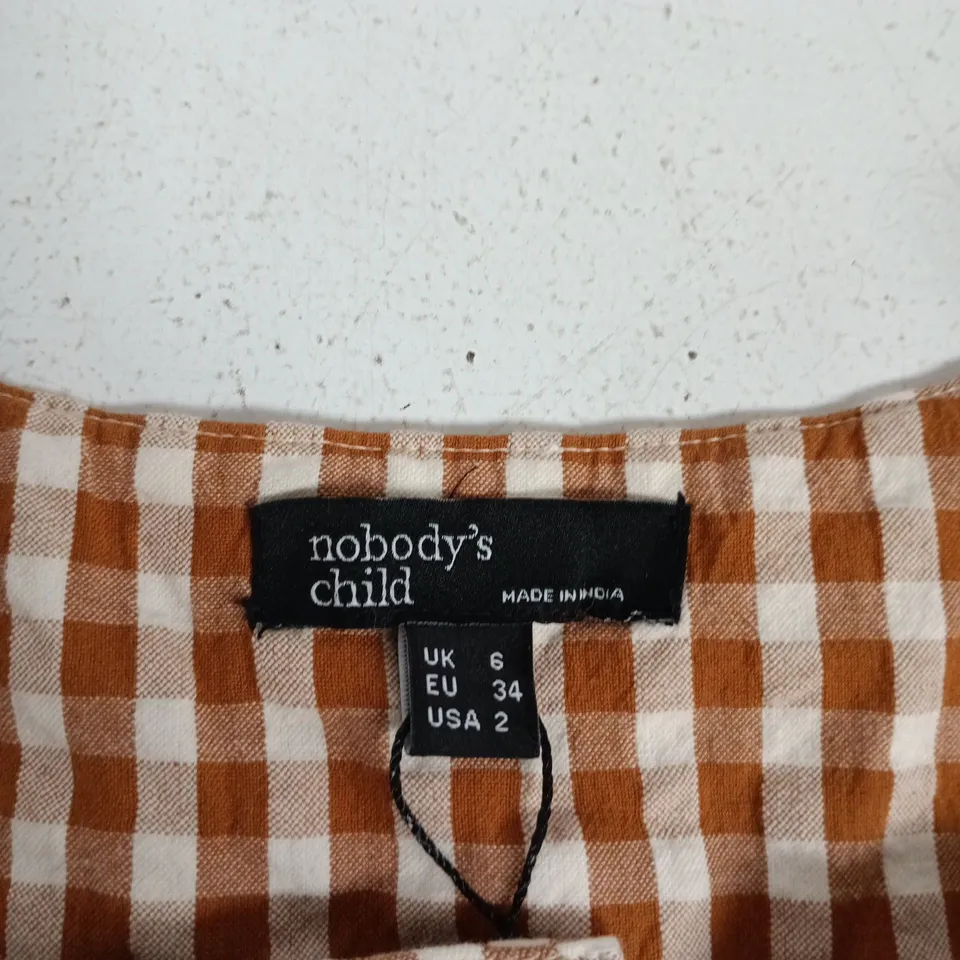 NOBODY'S CHILD GINGHAM SLEEVELESS VEST TOP – UK 6 (EU 34 / US 2)
