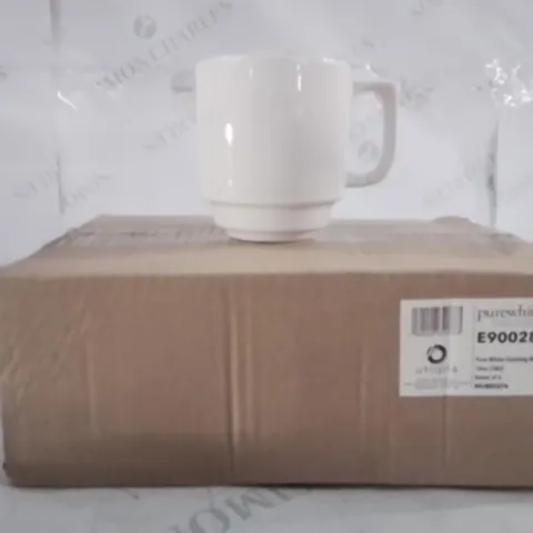 BOXED UTOPIA PURE WHITE STACKING MUGS APPROXIMATELY 6