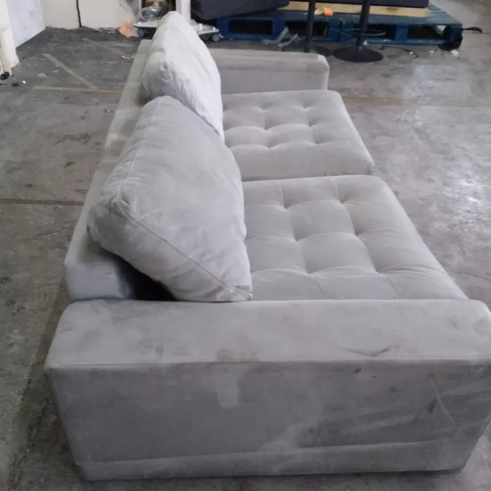 QUALITY DESIGNER LOW 2 SEATER SOFA - GREY FABRIC 