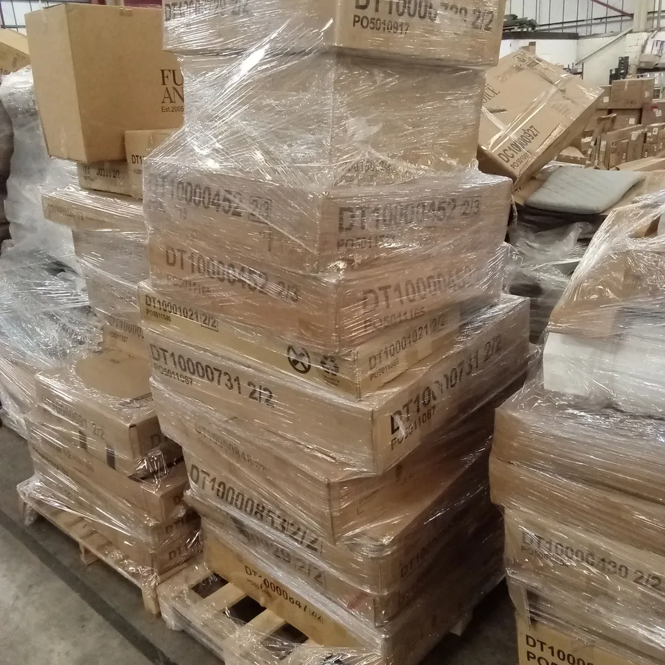 PALLET OF ASSORTED INCOMPLETE FURNITURE PARTS AND PIECES
