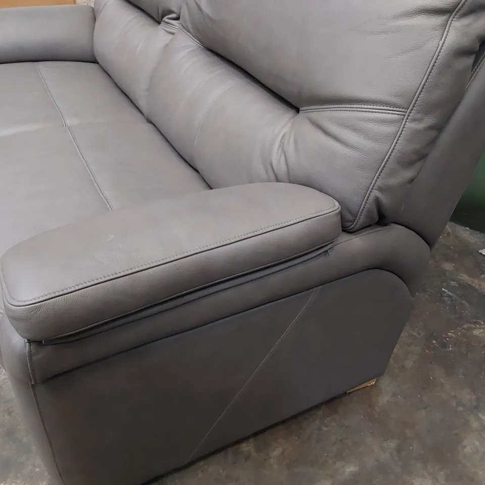 QUALITY BRITISH DESIGNER G PLAN SEATTLE THREE SEATER SOFA CAPRI GREY LEATHER 