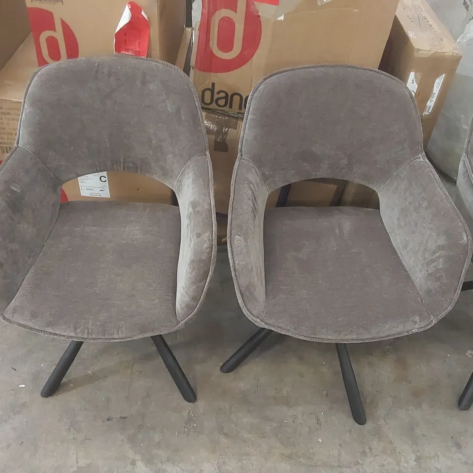 SET OF 4x DANETTI MARLOW MOCHA FABRIC SWIVEL DINING CHAIRS