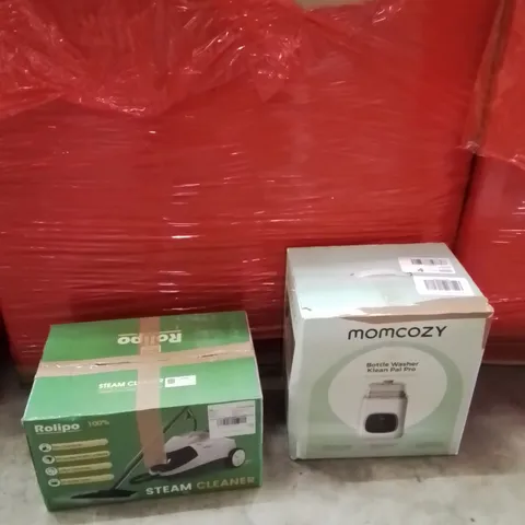 PALLET OF ASSORTED HOUSEHOLD GOODS AND PRODUCTS TO INCLUDE;STEAM CLEANER,BOTTLE WASHER
