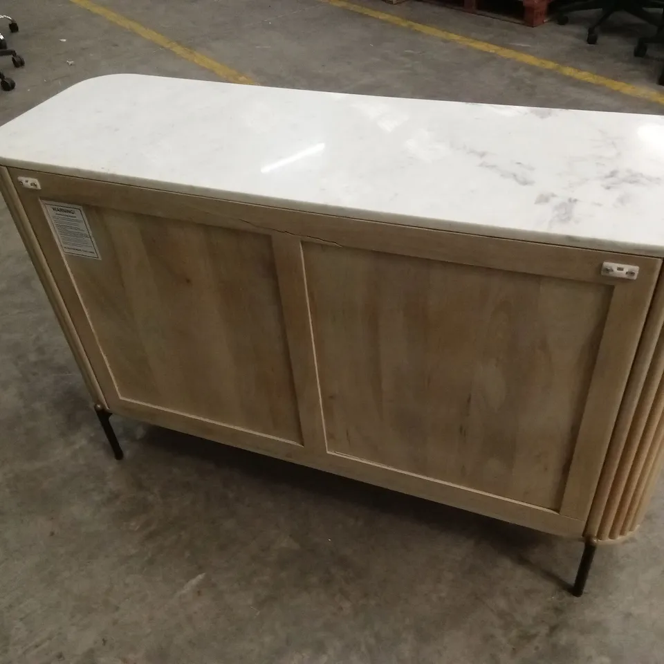 ROCHELLE MANGO WOOD & MARBLE 6 DRAWER WIDE CHEST RRP £1049