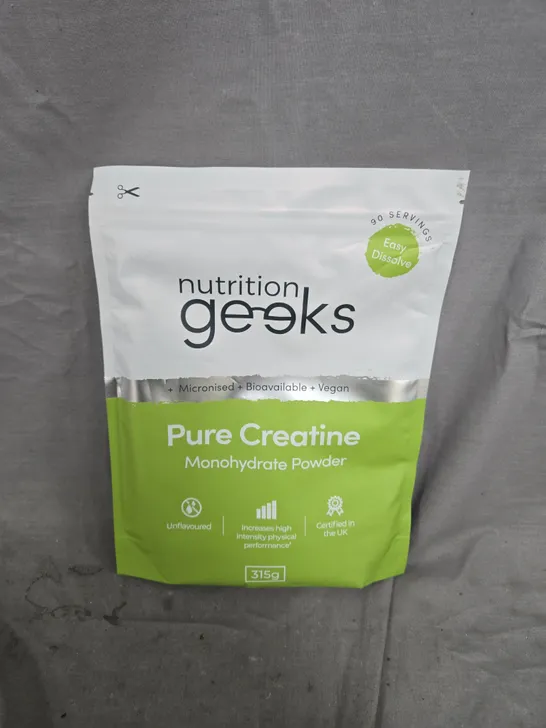 Lot 5778: NUTRITION GEEKS PURE CREATINE MONOHYDRATE POWDER (315G ...