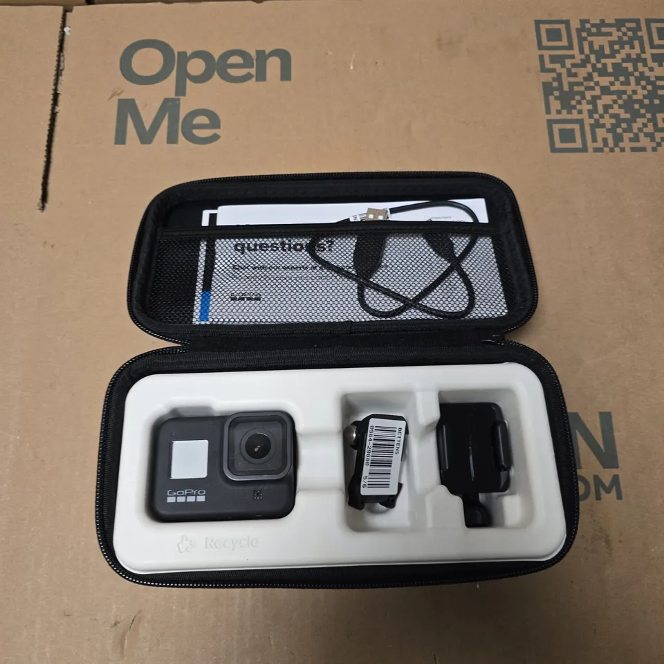 GOPRO HERO8 BLACK ACTION CAMERA WITH CASE AND MOUNTING ACCESSORIES