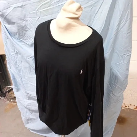 POLO RALPH LAUREN BLACK LONG-SLEEVE POLO SHIRT - XL 