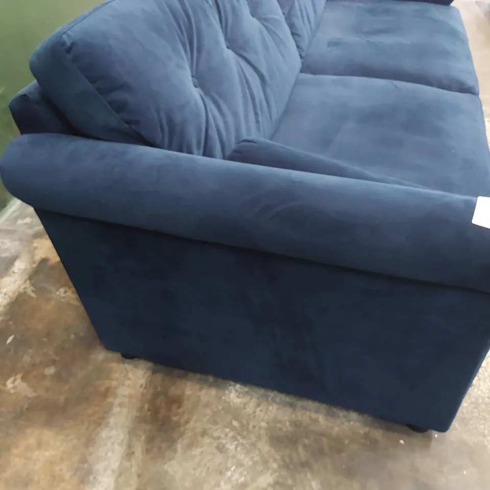 QUALITY BRITISH DESIGNER LOUNGE Co. FOUR SEATER SOFA NAVY PLUSH FABRIC