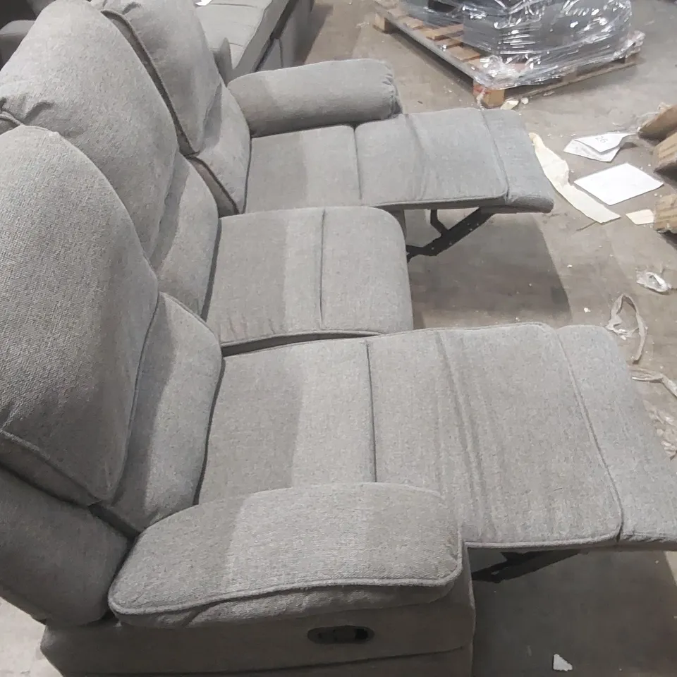 QUALITY DESIGNER 3 SEATER FABRIC UPHOLSTERED MANUAL RECLINER SOFA 