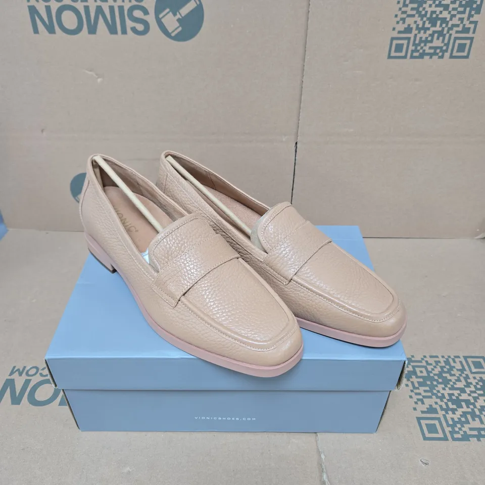 VIONIC WOMEN'S LEATHER PENNY LOAFERS – BEIGE UK 8 BOXED