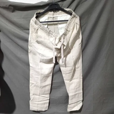 PERRY ELLIS MEN’S LINEN TROUSERS – NATURAL, UK 31