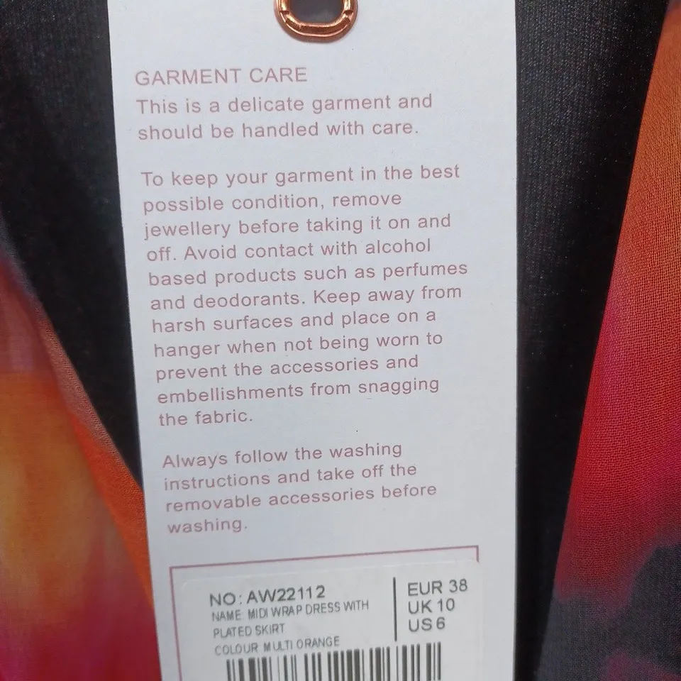 FOREVER UNIQUE MIDI WRAP DRESS WITH PLEATED SKIRT - UK 10