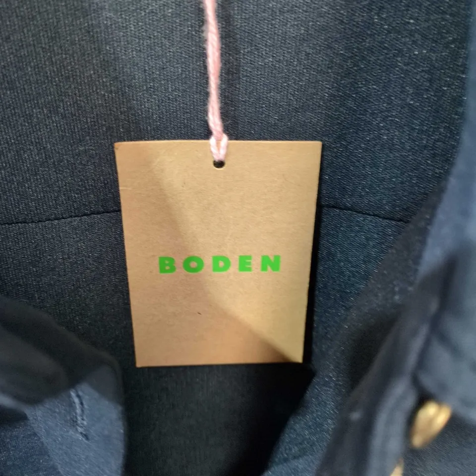 BODEN NAVY DRESS, UK 8P (US 4P) – LONG-SLEEVE COLLARED SHIRT DRESS