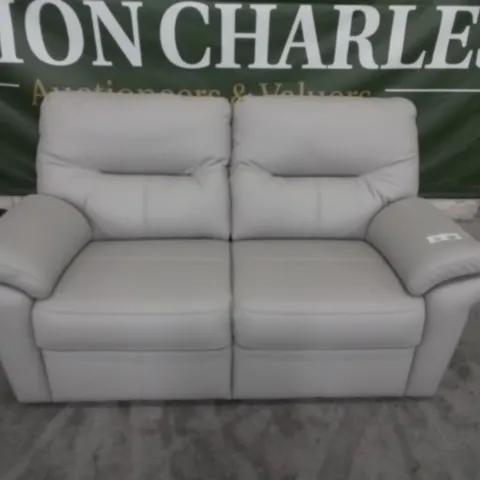 DESIGNER G PLAN MADE SEATTLE OXFORD LIGHT GREY LEATHER TWO SEATER SOFA