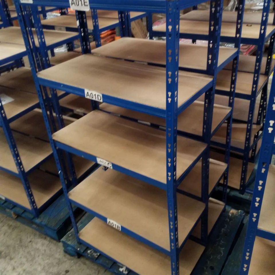 PALLET CONTAINING 2 5-TIER SHELVING UNITS 180×90×45CM - BLUE