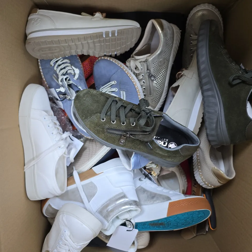 APPROXIMATELY 20 ASSORTED CLOTHING & HOUSEHOLD PRODUCTS TO INCLUDE SHOES, PICTURE FRAMES, SHEERS ETC 