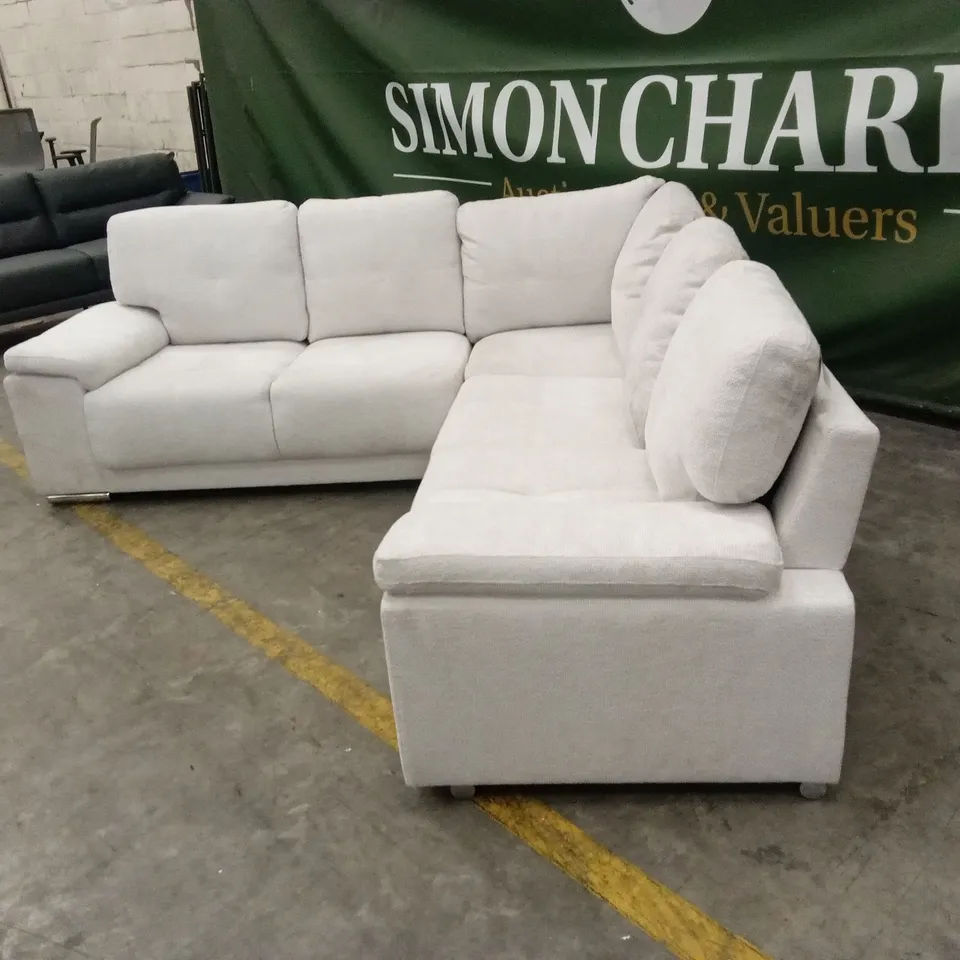 KANSAS CORNER SOFA, IVORY WOVEN CHENILLE FABRIC
