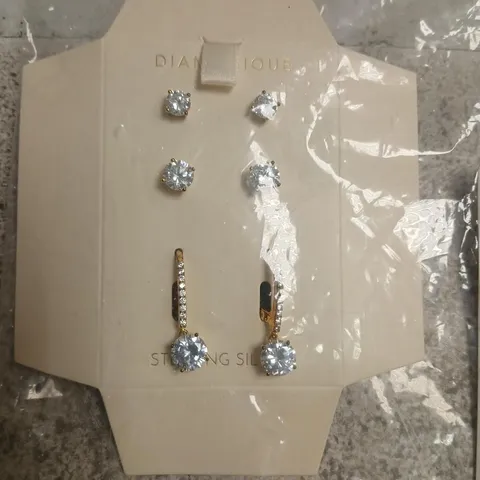 DIAMONIQUE 12.5CT TW EARRING SET STERLING SILVER