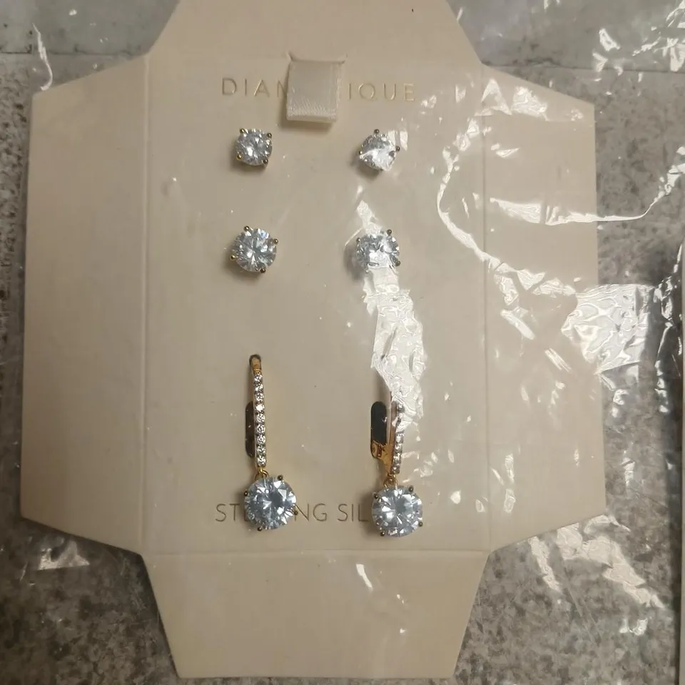 DIAMONIQUE 12.5CT TW EARRING SET STERLING SILVER