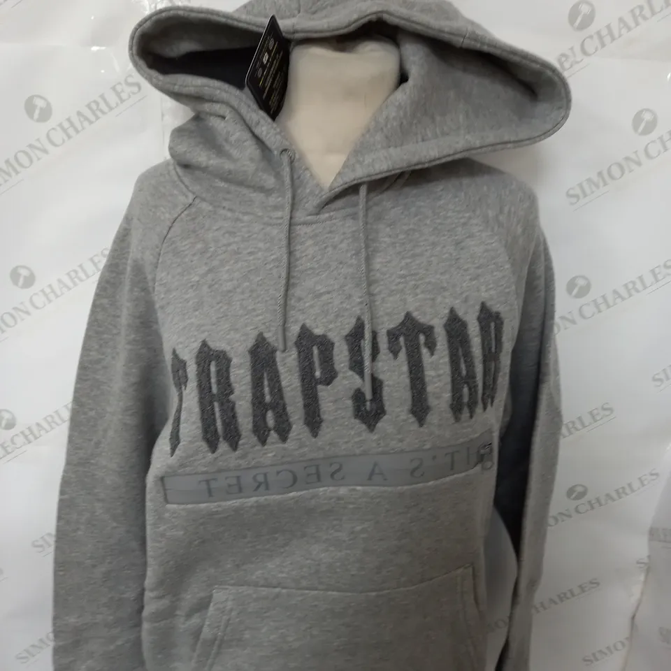 TRAPSTAR CASUAL GREY LOGO HOODIE SIZE XS