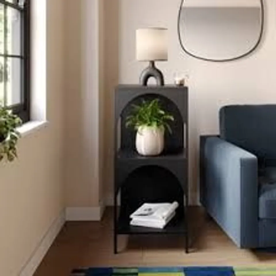 BOXED CLEA ARCHED SHELVING UNIT - BLACK (1 BOX)