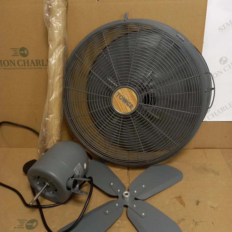 TOWER SCANDI METAL PEDESTAL FAN GREY 