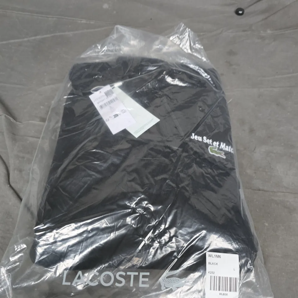LACOSTE BLACK HOODIE – L