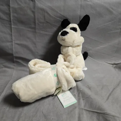 BABY JELLYCAT BASHFUL BLACK & CREAM PUPPY PLUSH SOOTHER– LONDON