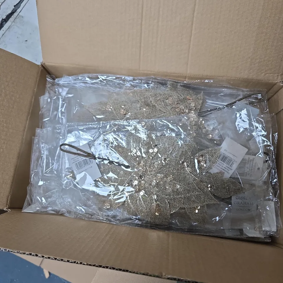 BOX OF 24X GISELA GRAHAM SMALL LEAF DECORATIONS 