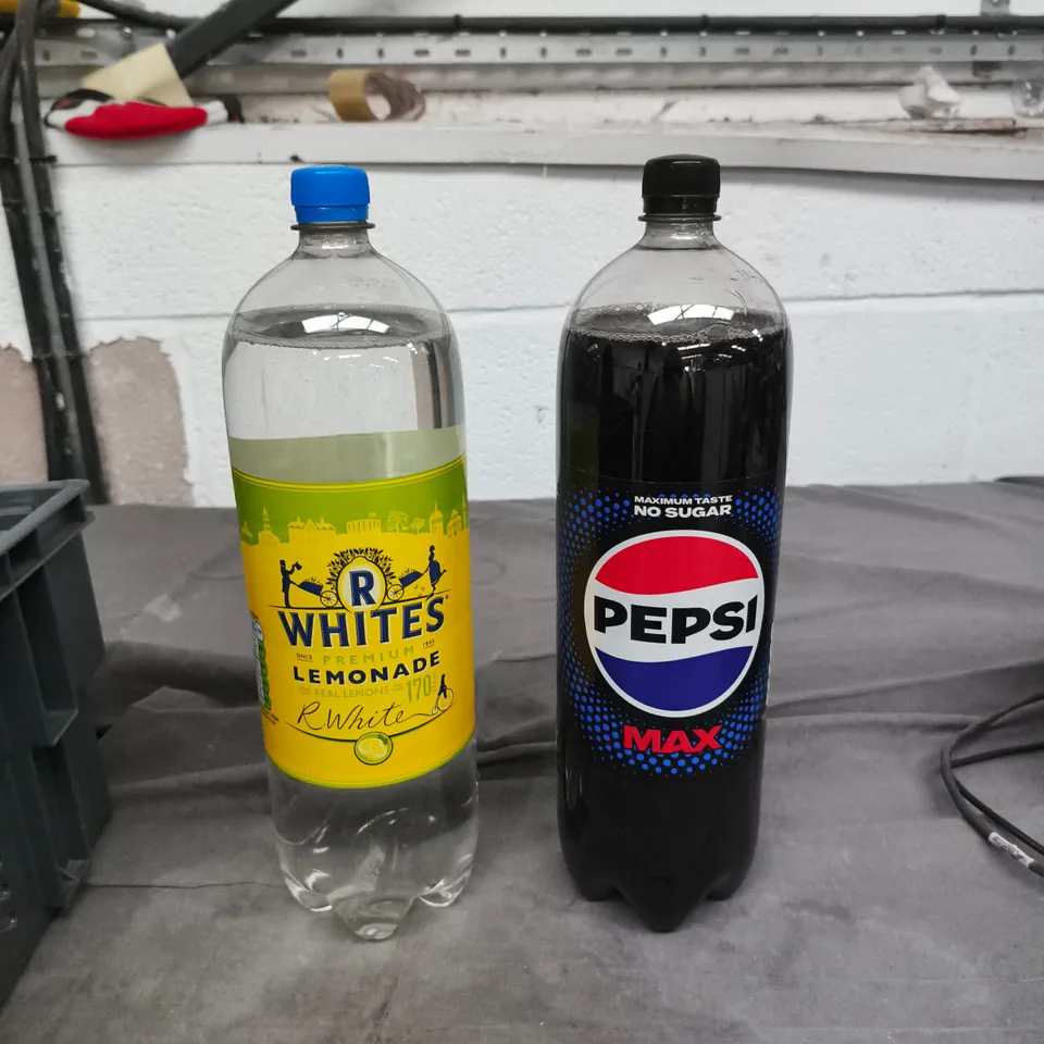 PEPSI MAX & R WHITE'S LEMONADE PLASTIC BOTTLES (3 BOTTLES)