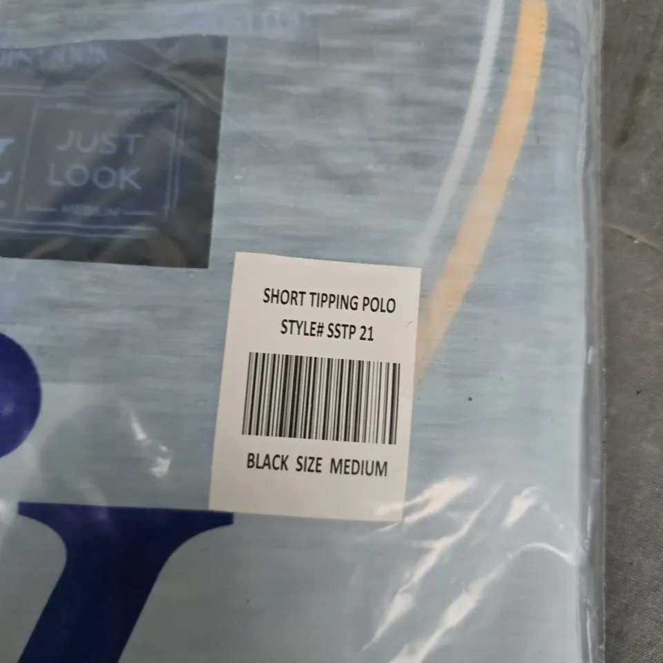BAGGED LOOK SHORT TIPPING POLO SSTP 21 – BLACK, UK MEDIUM