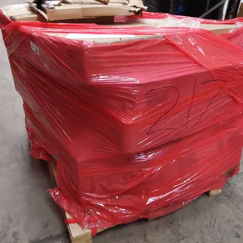 PALLET OF ASSORTED ITEMS INCLUDING HOMIDEC, GOLDFAN HIGH GLOSS COFFEE TABLE, STAND UP TABLE