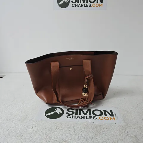 LUELLA GREY LONDON LEATHER TOTE BAG – BROWN WITH TASSEL CHARM