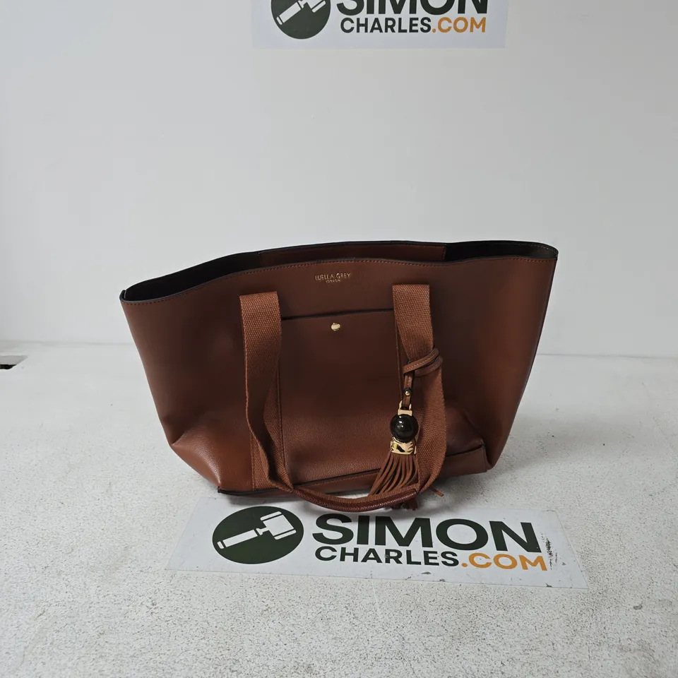 LUELLA GREY LONDON LEATHER TOTE BAG – BROWN WITH TASSEL CHARM