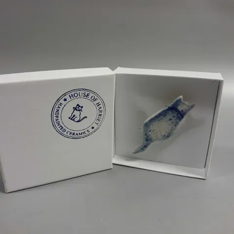 HOUSE OF HARRIET HANDPAINTED CAT CERAMIC PIN