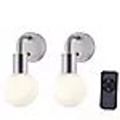 SFIXX SET OF TWO RECHARGEABLE GLASS WALL LIGHTS WITH REMOTE