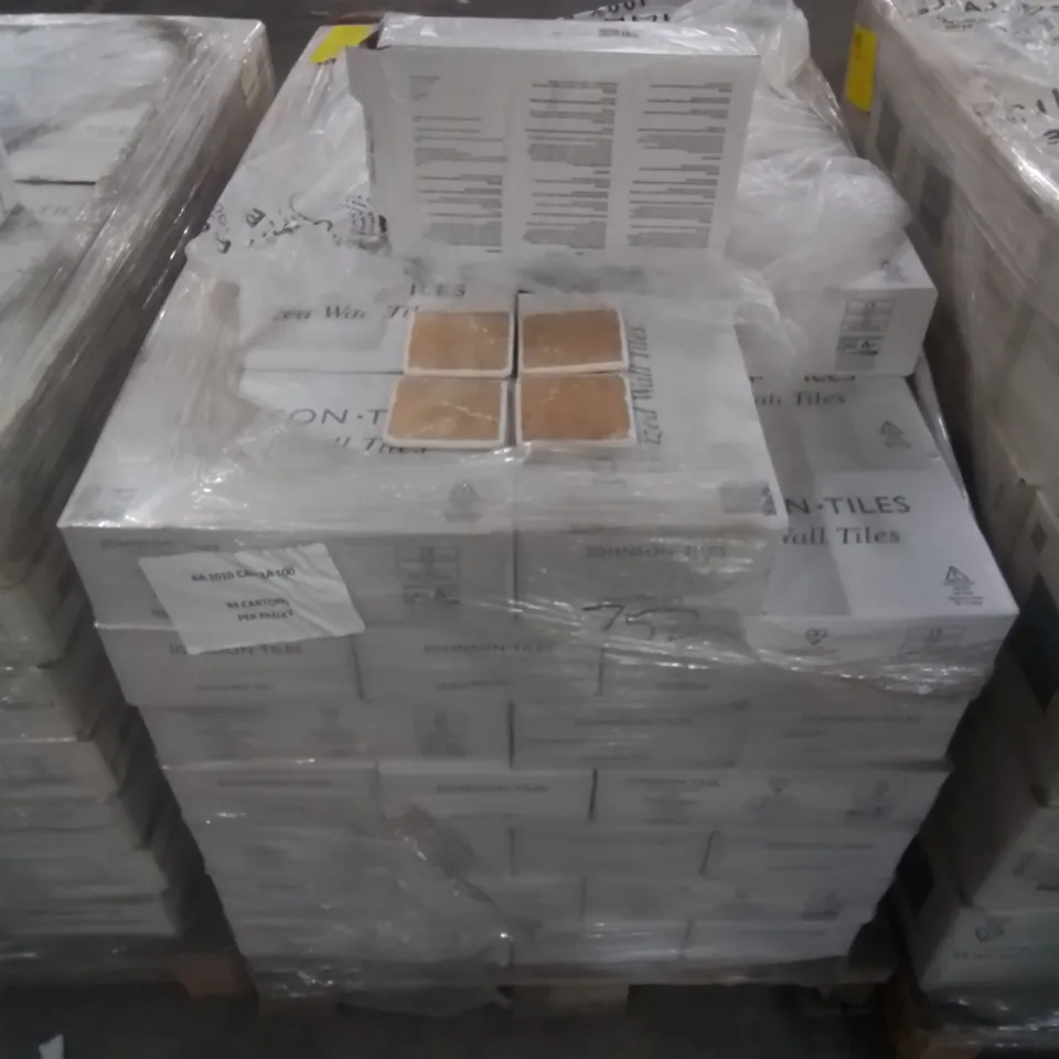 PALLET TO CONTAIN APPROX 84 X CARTONS OF JOHNSON CALYPSO COPPER MARBLE GLAZED WALL TILES - 100 TILES PER CARTON // TILE SIZE: 97 X 97 X 6.5mm