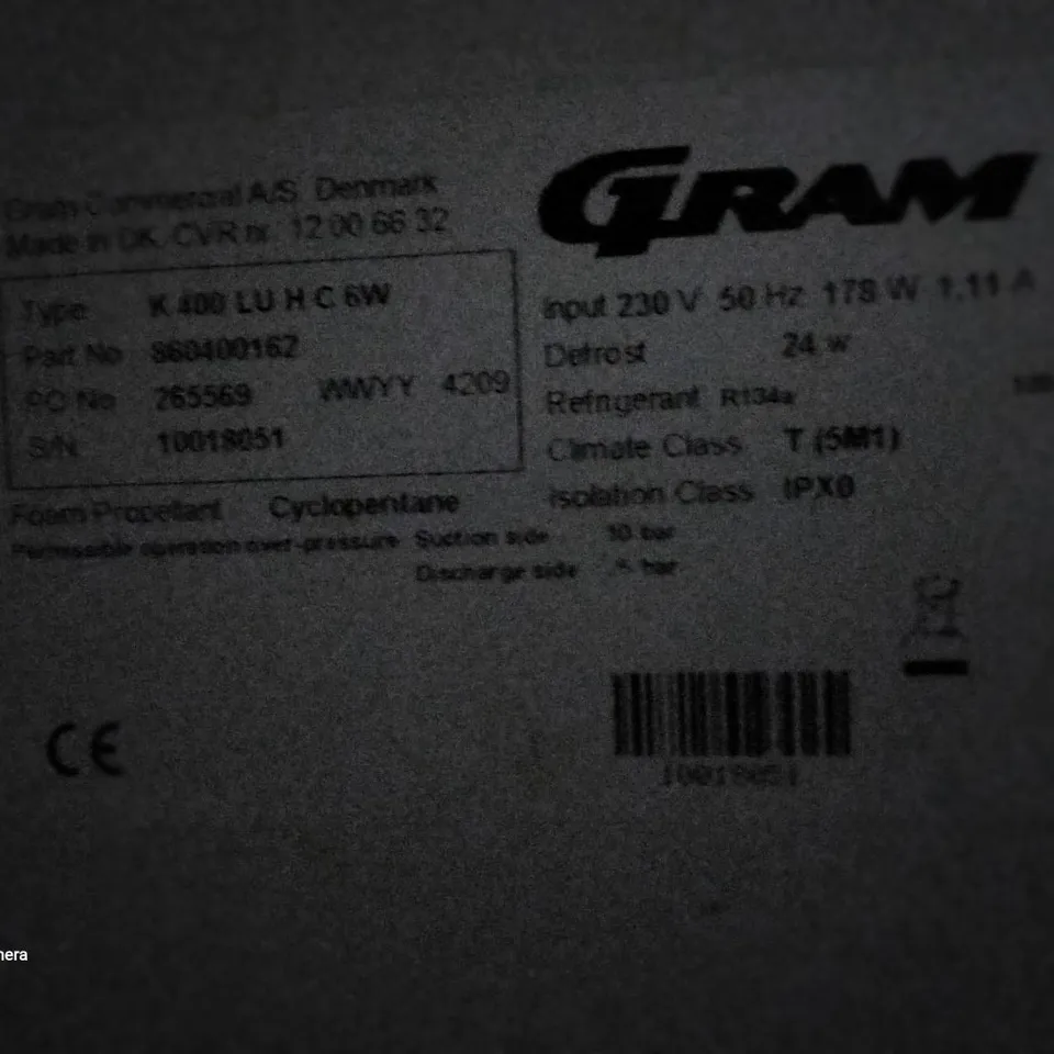 GRAM K400LUHC6W COMMERCIAL REFRIGERATOR 