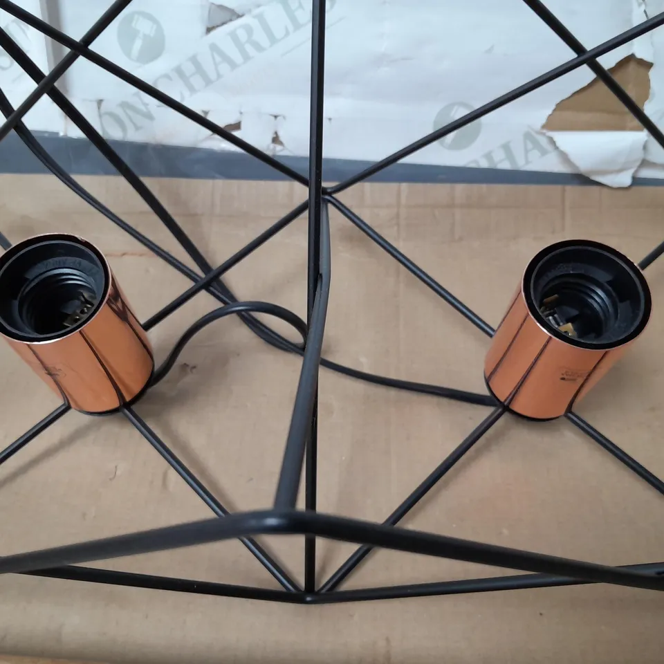 GEO METAL FRAMED 4-LAMP HANGING CEILING LIGHT IN BLACK & GOLD