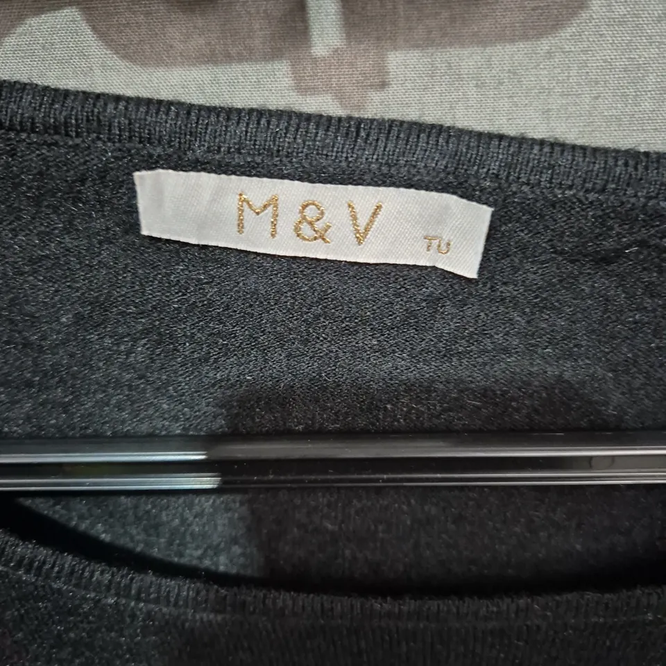 M&V BLACK EMBELLISHED LONG-SLEEVE TOP – SIZE TU